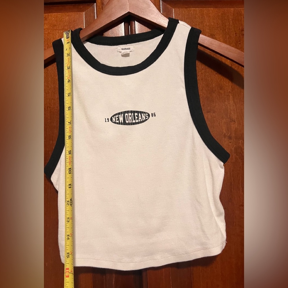 Garage White Tank Top with Black Trim